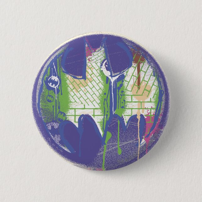 Batman Symbol | Circle Purple Logo Pinback Button (Front)