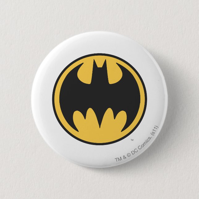 Batman Symbol | Dark Yellow Circle Logo Button (Front)