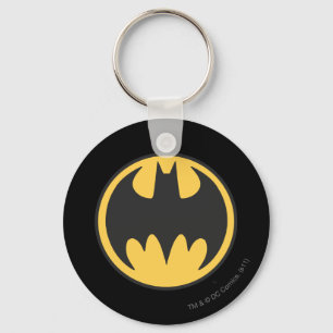 Batman Symbol Dark Yellow Circle Logo Keychain