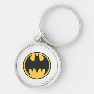 Batman Symbol Dark Yellow Circle Logo Keychain