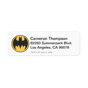 Batman Symbol Dark Yellow Circle Logo Label