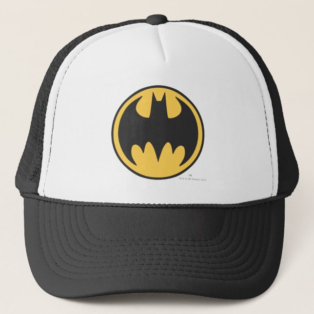 Batman Symbol | Dark Yellow Circle Logo Trucker Hat (Front)