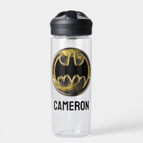 Batman Symbol  Gold Logo  Add Your Name Water Bottle