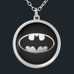 Batman Symbol | Grainy Logo Silver Plated Necklace<br><div class="desc">The classic Batman Logo in gray metallic graphic style.</div>