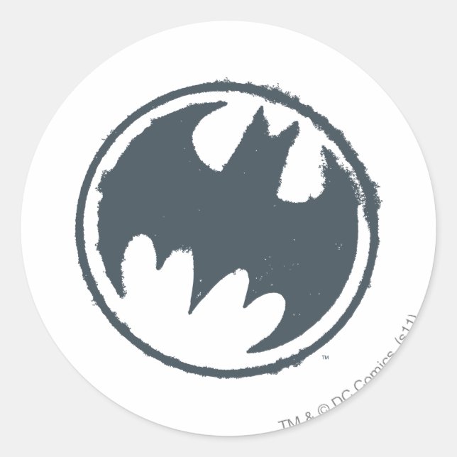 Batman Symbol | Gray Grunge Logo Classic Round Sticker (Front)