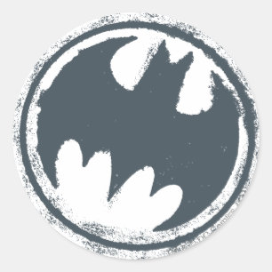 Batman Symbol Gray Grunge Logo Classic Round Sticker