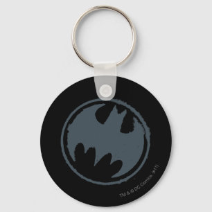 Batman Symbol Gray Grunge Logo Keychain