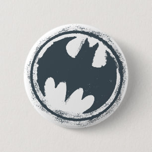 Batman Symbol Gray Grunge Logo Pinback Button