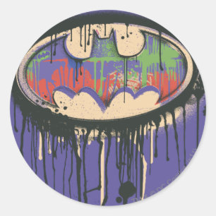 Batman Symbol Green Purple Red Logo Classic Round Sticker