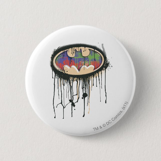 Batman Symbol | Green Purple Red Logo Pinback Button (Front)