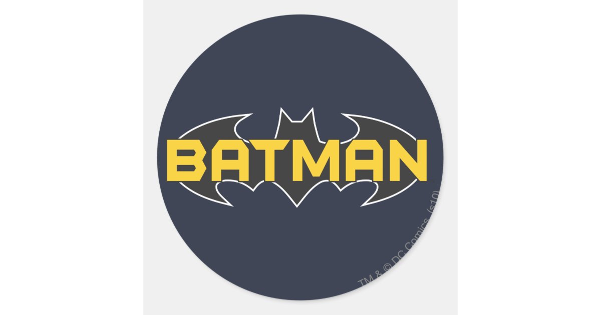 Batman Symbol | Name Yellow & Black Logo Classic Round Sticker | Zazzle