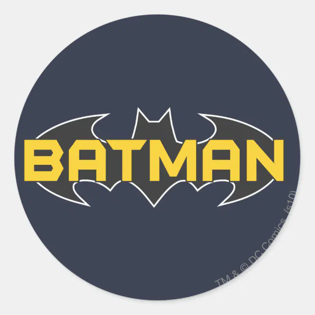 Batman Symbol | Name Yellow & Black Logo Classic Round Sticker | Zazzle