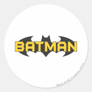 Batman Symbol Name Yellow & Black Logo Classic Round Sticker