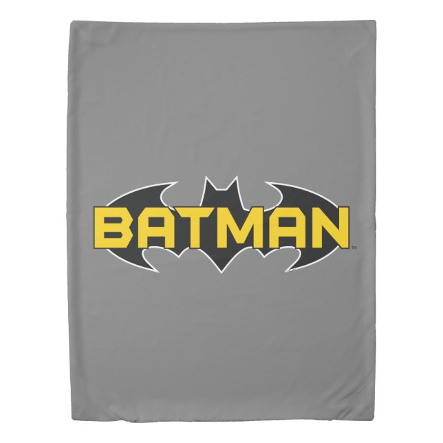 Batman Symbol | Name Yellow & Black Logo Duvet Cover (Front)