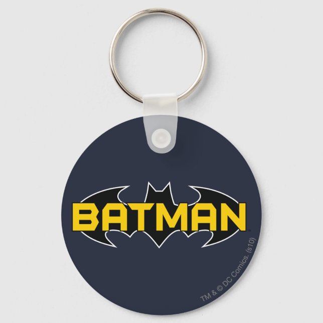 Batman Symbol | Name Yellow & Black Logo Keychain (Front)