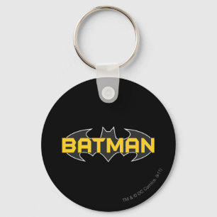 Batman Symbol Name Yellow & Black Logo Keychain