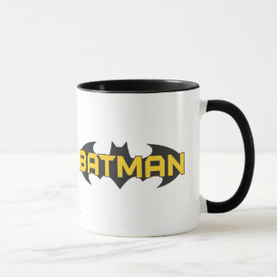Batman Symbol Name Yellow & Black Logo Mug