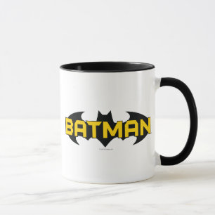 Batman Symbol Name Yellow & Black Logo Mug