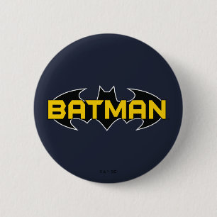 Batman Symbol Name Yellow & Black Logo Pinback Button