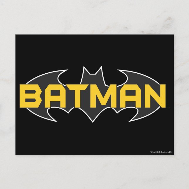 Batman Symbol | Name Yellow & Black Logo Postcard (Front)