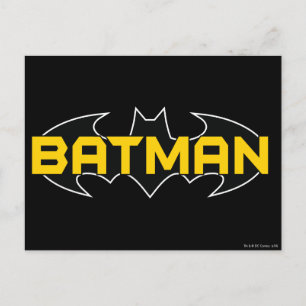 Batman Symbol Name Yellow & Black Logo Postcard