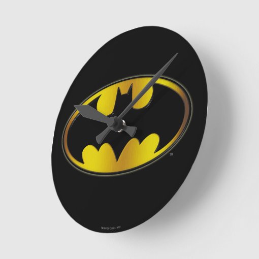 Batman Symbol | Oval Gradient Logo Round Clock | Zazzle