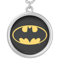 Batman Symbol | Oval Logo Silver Plated Necklace