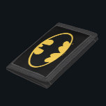 Batman Symbol | Oval Logo Tri-fold Wallet<br><div class="desc">Batman Urban Legends Style Bat Logo | The classic Batman icon in black and a deep yellow.</div>