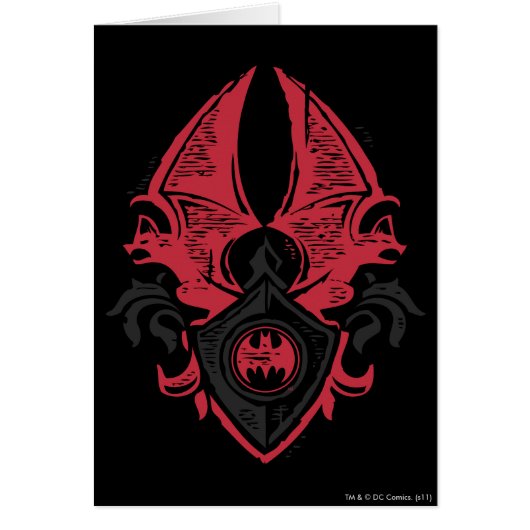 Batman Symbol | Red Black Bat Stamp Crest Logo Cards (Front)
