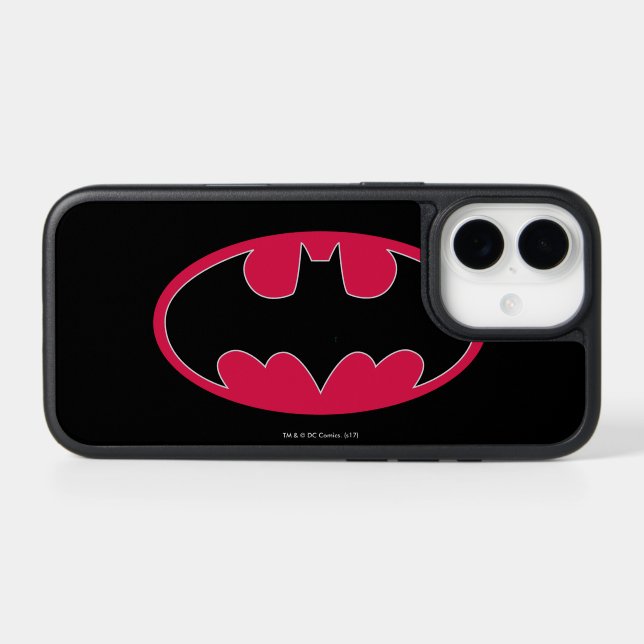 Batman Symbol | Red Black Logo Otterbox iPhone Case (Back Horizontal)