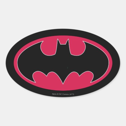 Batman Symbol  Red Black Logo Oval Sticker