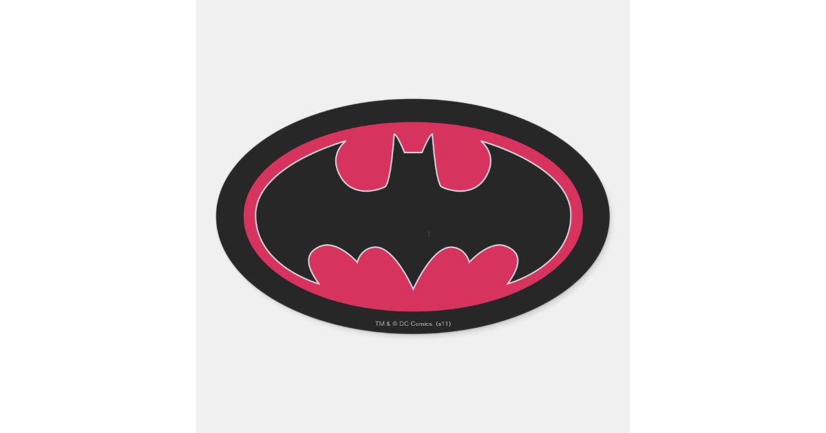 Batman Symbol, Red Black Logo Oval Sticker