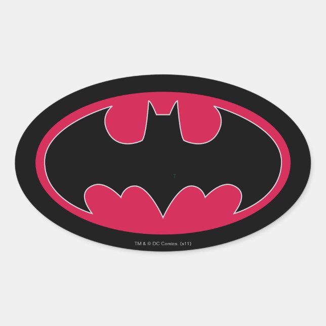 Batman Symbol | Red Black Logo Oval Sticker (Front)