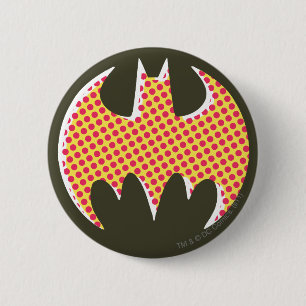 Batman Symbol   Red Halftone Logo Pinback Button