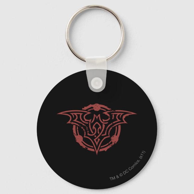 Batman Symbol | Red Outline Urban Logo Keychain (Front)