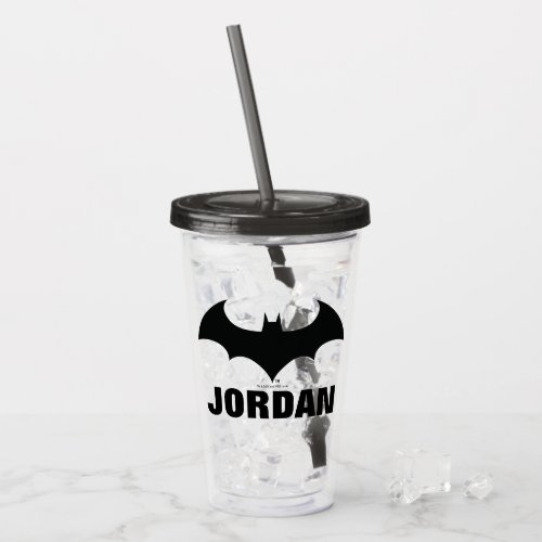 Batman Symbol  Simple Bat Silhouette Logo Acrylic Tumbler