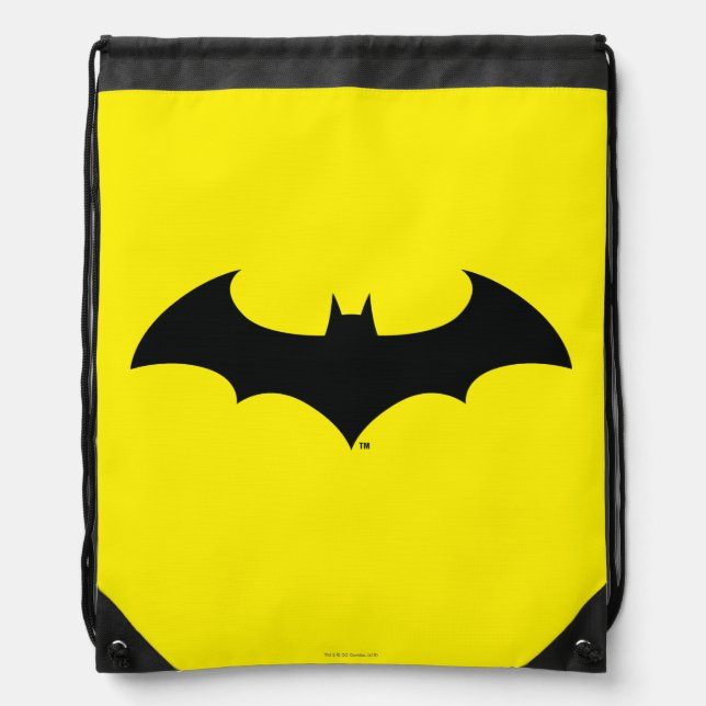 Batman Symbol | Simple Bat Silhouette Logo Drawstring Bag (Front)