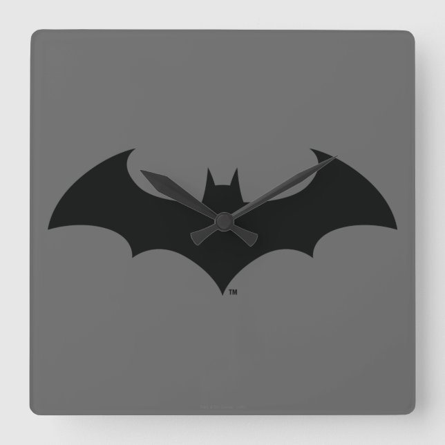 Batman Symbol | Simple Bat Silhouette Logo Square Wall Clock (Front)