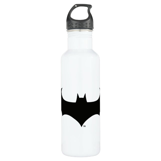 Batman Symbol | Simple Bat Silhouette Logo Stainless Steel Water Bottle (Front)