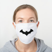 Batman Symbol | Simple Bat Silhouette Logo White Cotton Face Mask