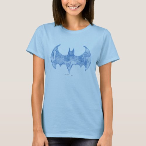 Batman Symbol  Sketchbook Light Blue Logo T_Shirt