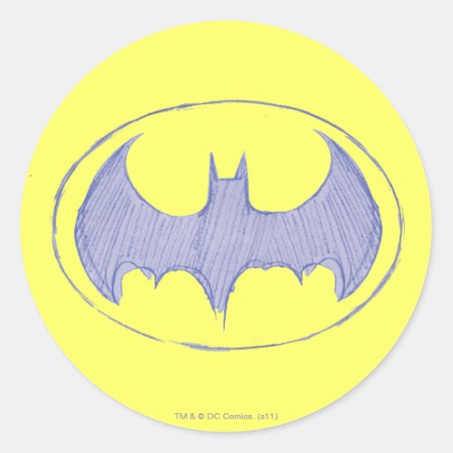 Batman Symbol  Sketchbook Purple Logo Classic Round Sticker