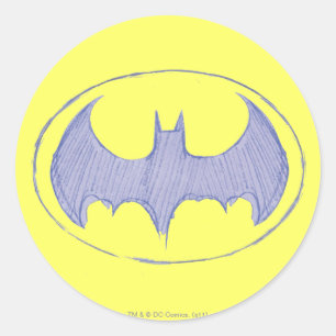 Batman Symbol Sketchbook Purple Logo Classic Round Sticker