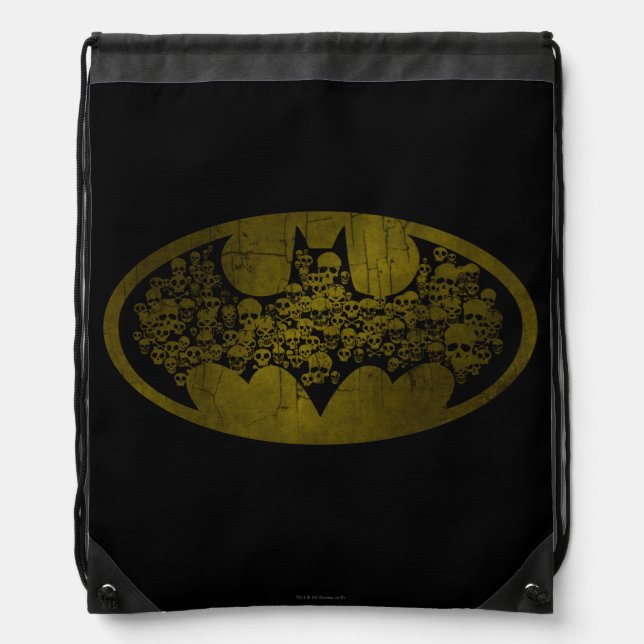 Batman Symbol | Skulls in Bat Logo Drawstring Bag (Front)