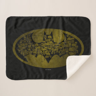 Batman Symbol   Skulls in Bat Logo Sherpa Blanket