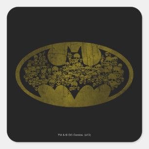 Batman Symbol Skulls in Bat Logo Square Sticker