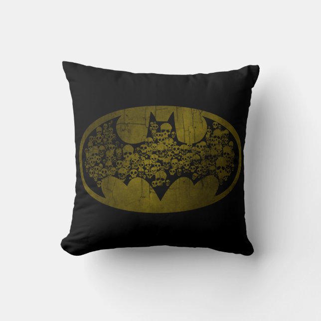Batman Symbol | Skulls in Bat Logo Throw Pillow (Front)