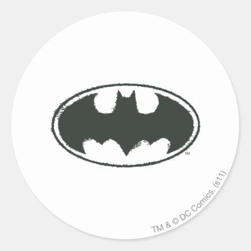 Batman Symbol  Spray Black White Logo Classic Round Sticker