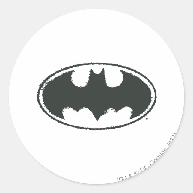 Batman Symbol | Spray Black White Logo Classic Round Sticker (Front)