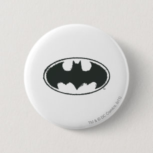 Batman Symbol Spray Black White Logo Pinback Button